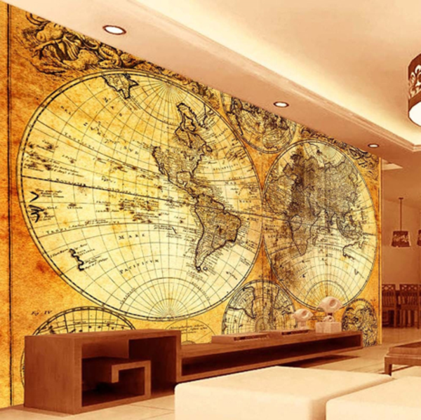 Wandpanelen wereldkaart afbeelding
